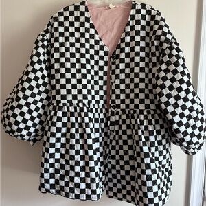 Saint Geraldine Chic Black and White Checkered Puffer Jacket